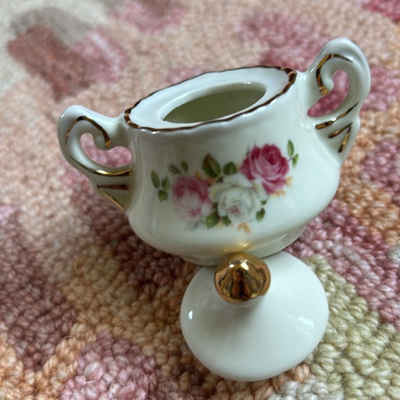 8-Pc Vintage Miniature Tea Set- platter, 2 tea cups, 2 saucers, sugar, creamer - Picture 10 of 16